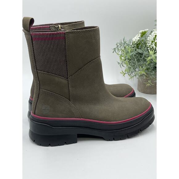 Timberland Women's Malynn‎ Side Zip Boots Leather Waterproof Olive Color Sz 6.5 - Picture 4 of 16